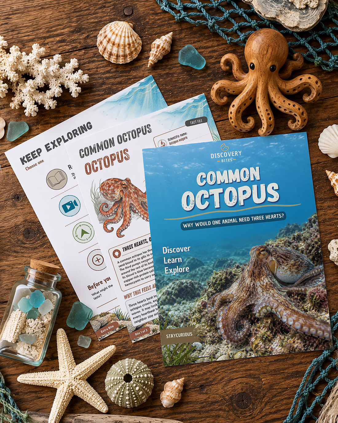 Printable homeschool unit study about the common octopus, with reading, activities and worksheets